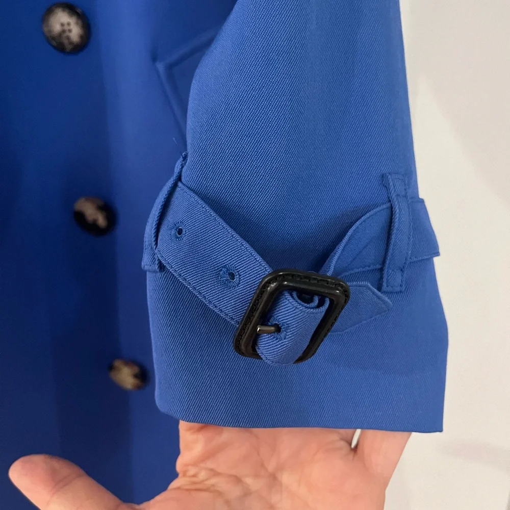 BURBERRY | Royal Blue Double-Breasted Coat “sandringham” mid length - Picture 5 of 15